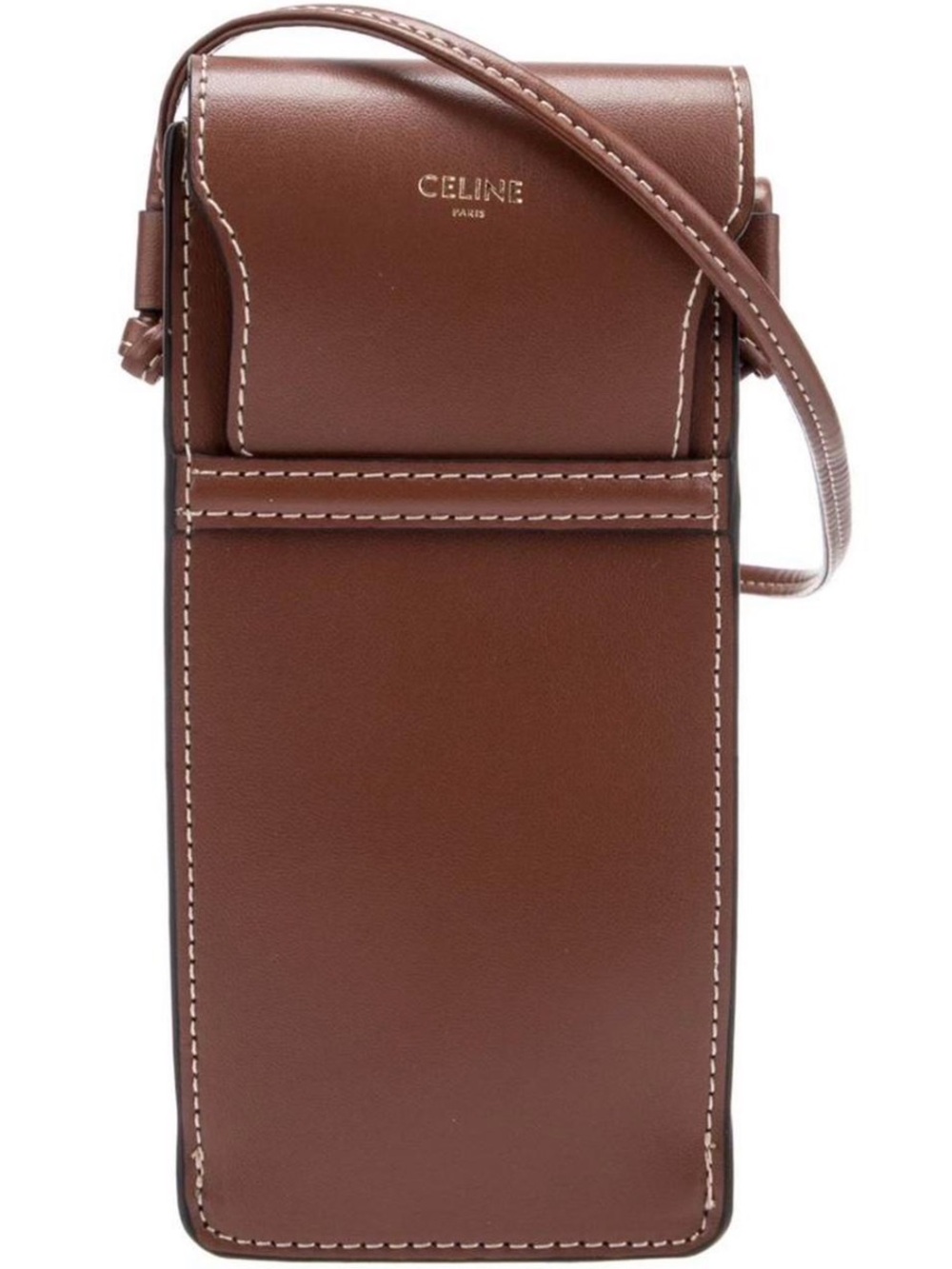 CELINE Brown Leather Phone Sunglasses Crossbody Bag